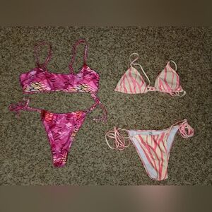 Bundles Rainbow Striped Hollow Out Bandeau Bodycon Dress & Arm Sleeves. size M.